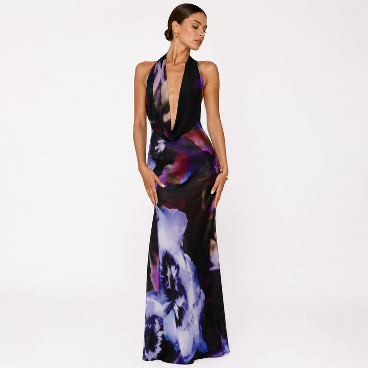 Phoebe Langley | Plunging Halter Maxi Dress For Women