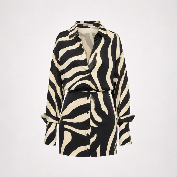 Phoebe Weston | Zebra Print Long Sleeve Mini Dress For Women