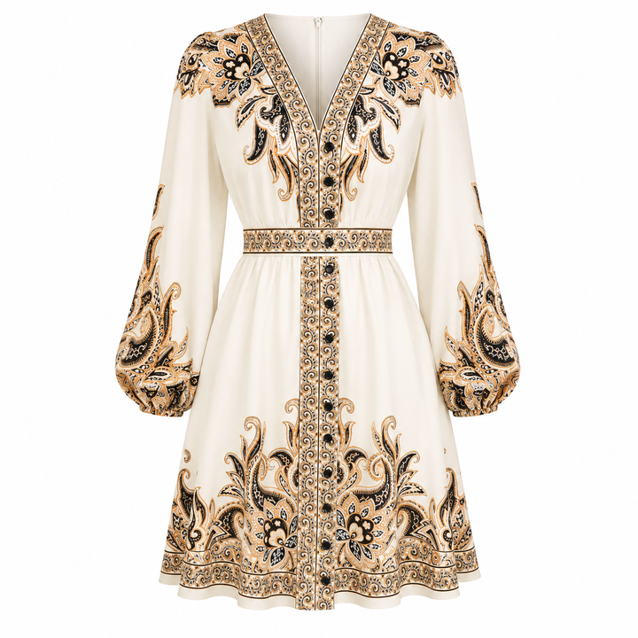Poppy Sinclair | Paisley Print V-Neck Midi Dress For Women