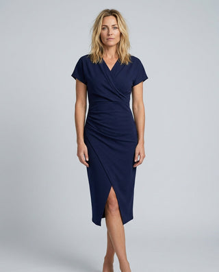 Elise Calloway | Wrap Midi Dress Navy For Women
