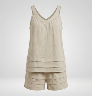 Ruby Clarke | Linen V-Neck Tank & Shorts Set For Women