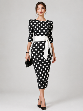 Ruby Turner | Polka Dot Midi Dress For Women