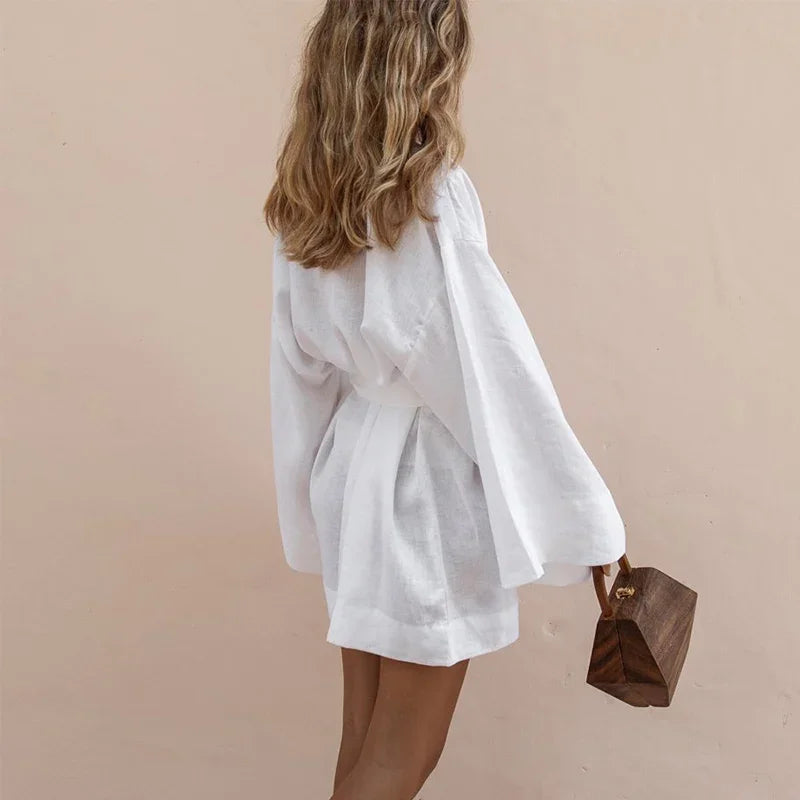 Isabella Laurent | Cotton Linen Mini Dress For Women