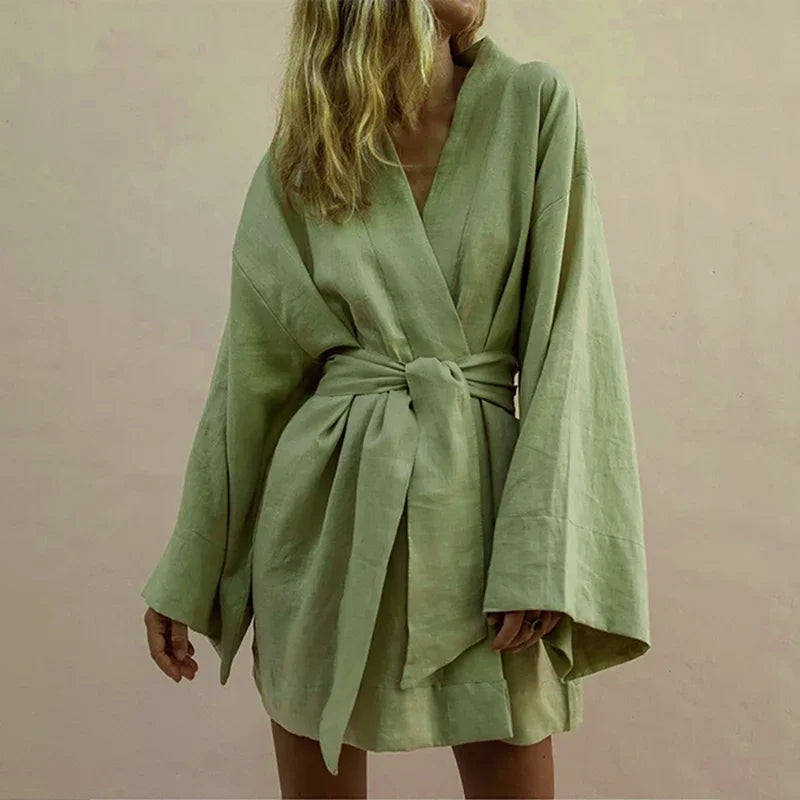 Isabella Laurent | Cotton Linen Mini Dress For Women