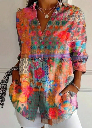 Charlotte King | Vibrant Floral Print Cotton Blouse For Women