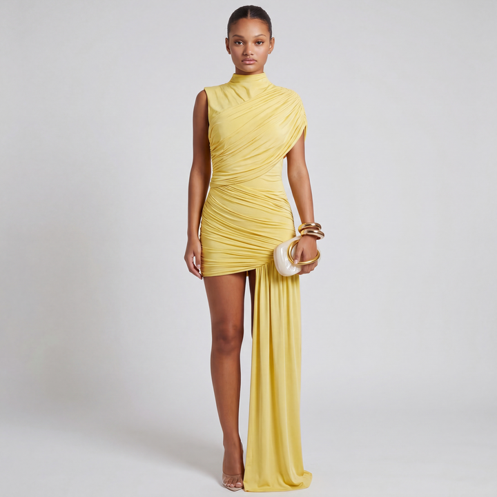 Phoebe Stirling | High Neck Asymmetric Mini Dress For Women