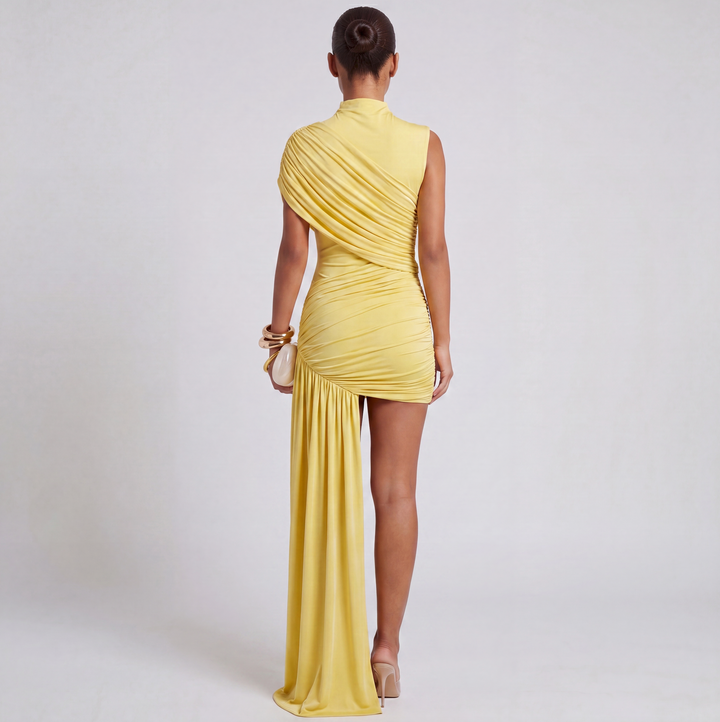 Phoebe Stirling | High Neck Asymmetric Mini Dress For Women