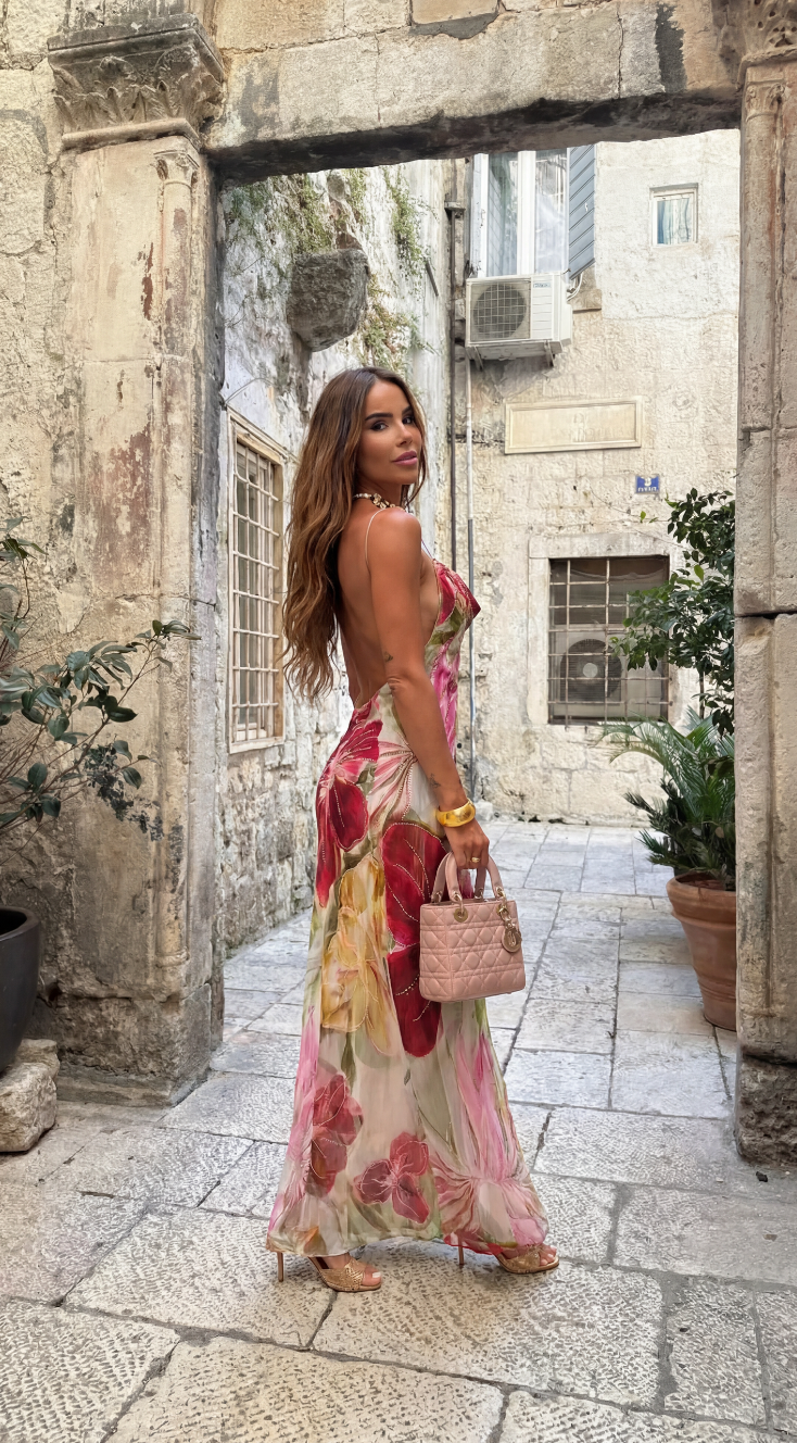 Elise Callahan | Floral Cowl Maxi Dress For Women