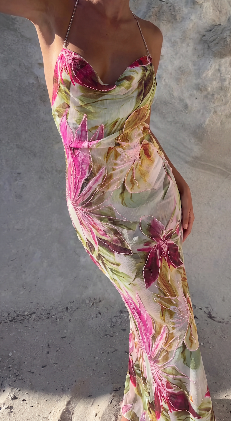 Elise Callahan | Floral Cowl Maxi Dress For Women