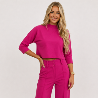 Charlotte Cooper | Cropped Top & High-Waisted Trousers Set For Women