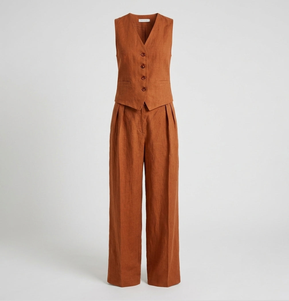 Sienna Holloway | Cotton Linen Two-Piece Set For Women