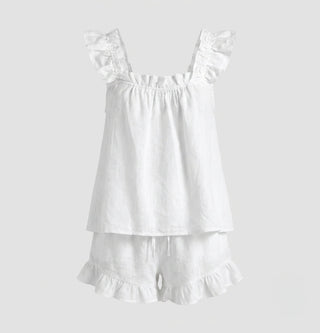 Sienna Holloway | Ruffle Linen Blend Shorts Set For Women