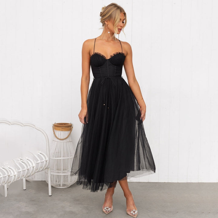 Elise Thornbury | Tulle Bustier Midi Dress For Women