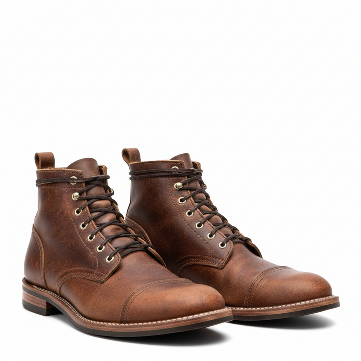 Damien Laurent | Vintage Leather Lace-Up Boots For Men