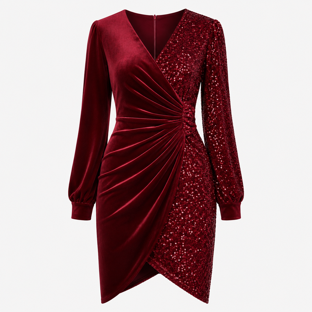 Tara Whitmore | Velvet Sequin Wrap Mini Dress For Women