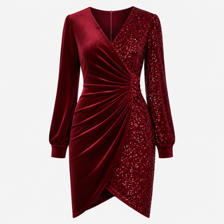 Tara Whitmore | Velvet Sequin Wrap Mini Dress For Women