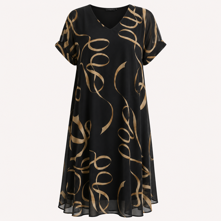 Tara Wyndham | V-Neck Batwing Bow Print Midi Dress For Women