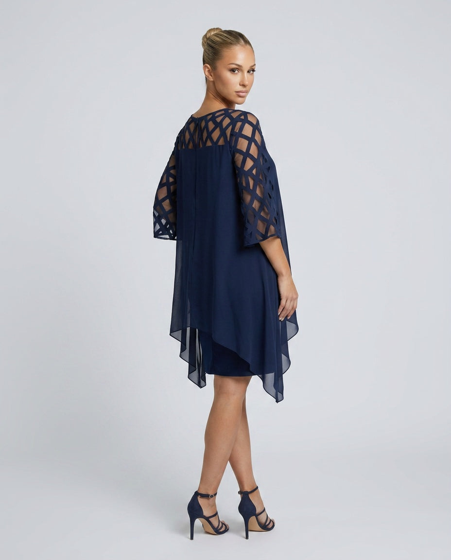 Ava Harrington | Mesh Sleeve Cape Mini Dress For Women