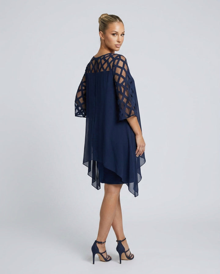 Ava Harrington | Mesh Sleeve Cape Mini Dress For Women