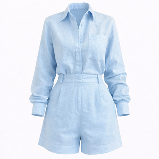 Amelia Turner | Linen Long Sleeve Playsuit For Women