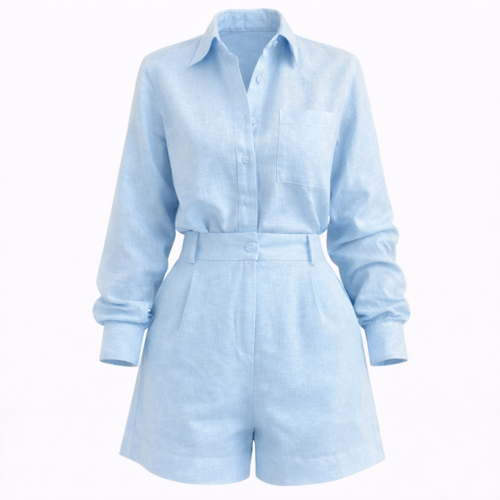 Amelia Turner | Linen Long Sleeve Playsuit For Women