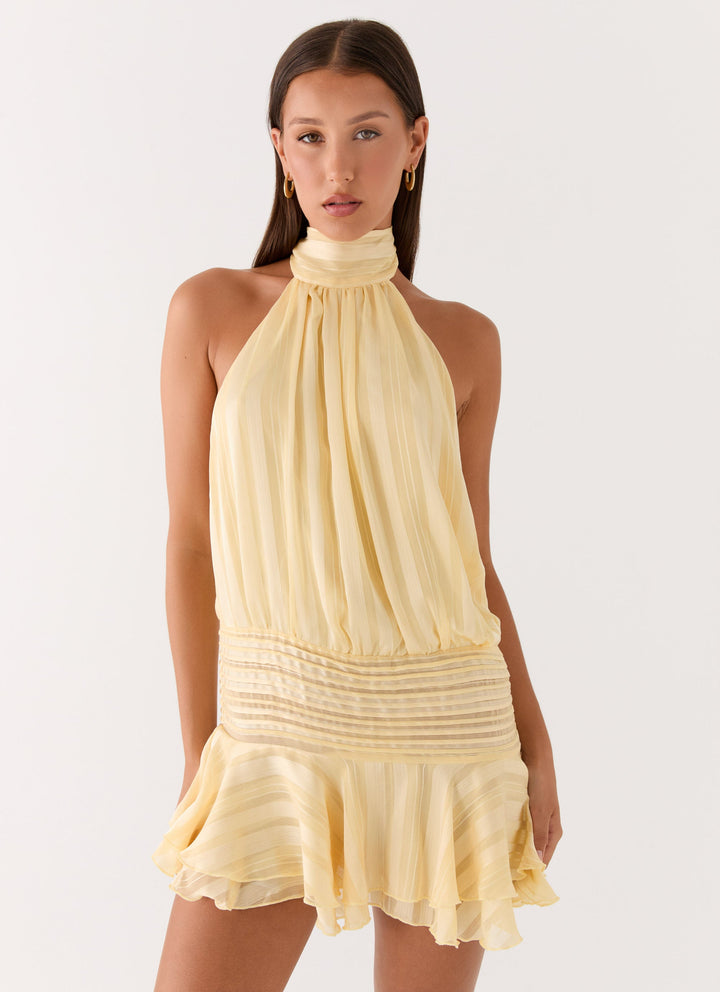 Isla Morgan | Halter Neck Ruffle Mini Dress For Women
