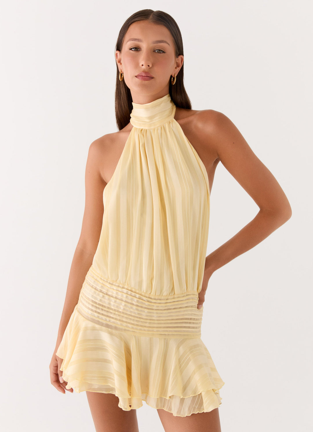 Isla Morgan | Halter Neck Ruffle Mini Dress For Women