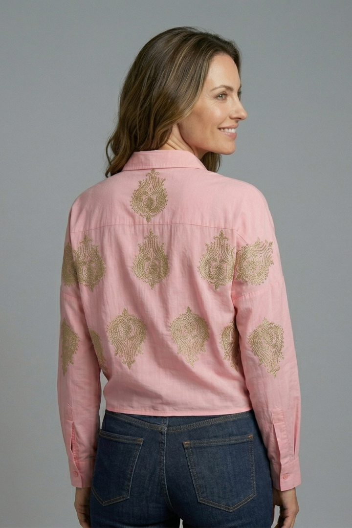Ruby Anderson | Paisley Embroidered Tie-Front Blouse For Women
