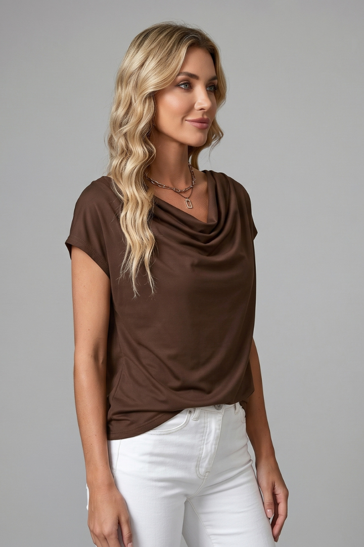 Lucy Harris | Cowl Neck Draped Blouse For Women