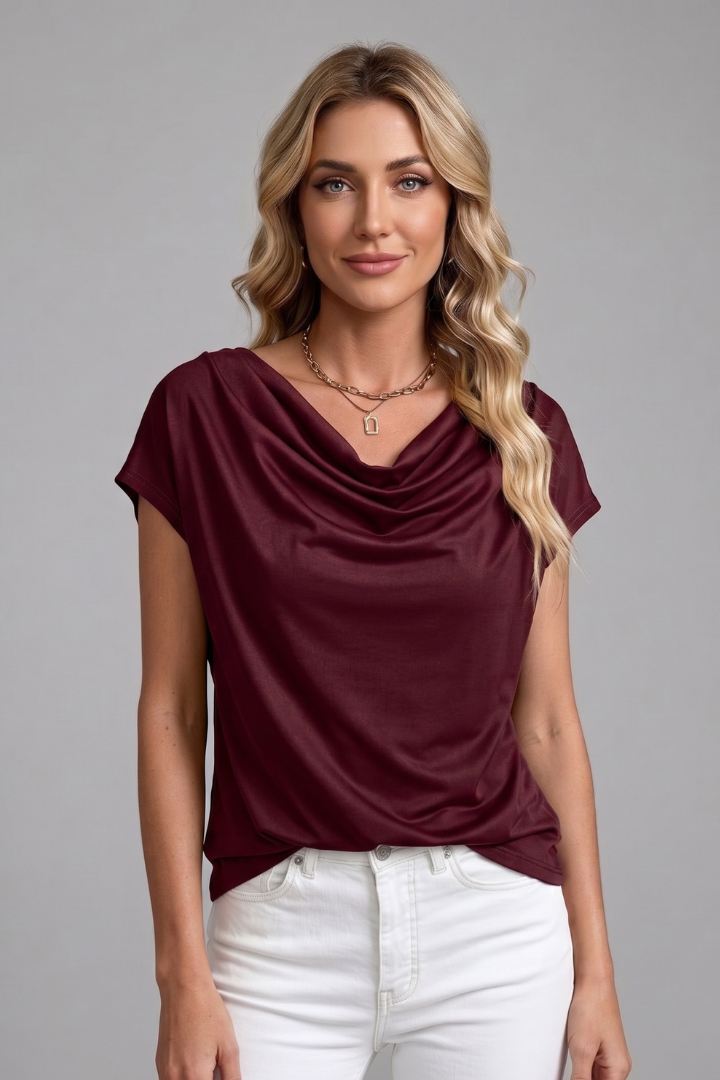 Lucy Harris | Cowl Neck Draped Blouse For Women