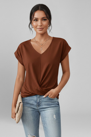 Ruby Hughes | V-Neck Twist Front Top For Women