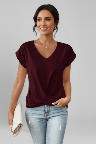 Ruby Hughes | V-Neck Twist Front Top For Women