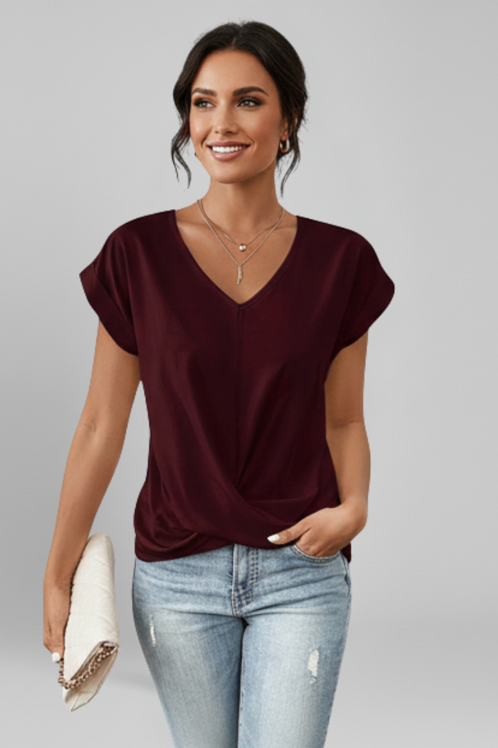 Ruby Hughes | V-Neck Twist Front Top For Women