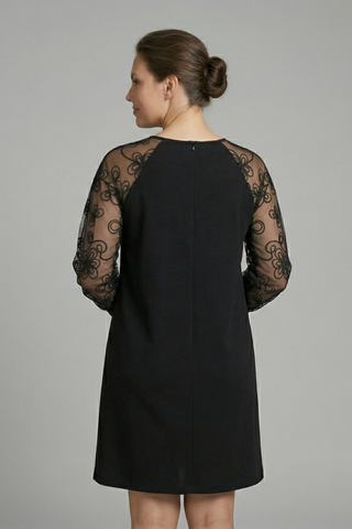 Mia Clarke | Long Sleeve Mini Dress with Embroidered Lace Sleeves For Women