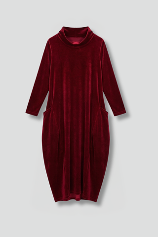 Sophie Turner | Velvet Maxi Dress with High Neck For Women