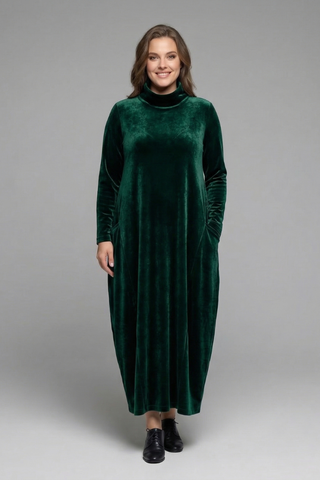 Sophie Turner | Velvet Maxi Dress with High Neck For Women