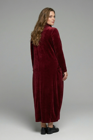 Sophie Turner | Velvet Maxi Dress with High Neck For Women