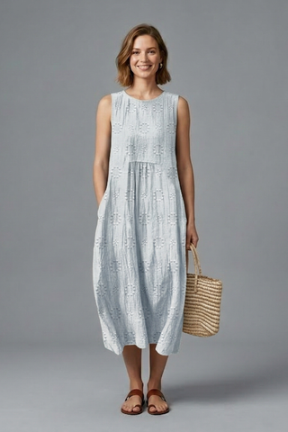 Phoebe Turner | Denim Textured Midi Dress For Women