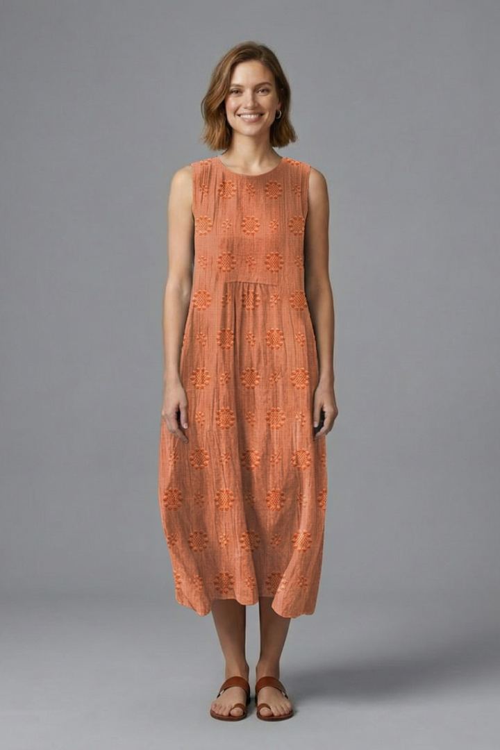 Phoebe Turner | Denim Textured Midi Dress For Women