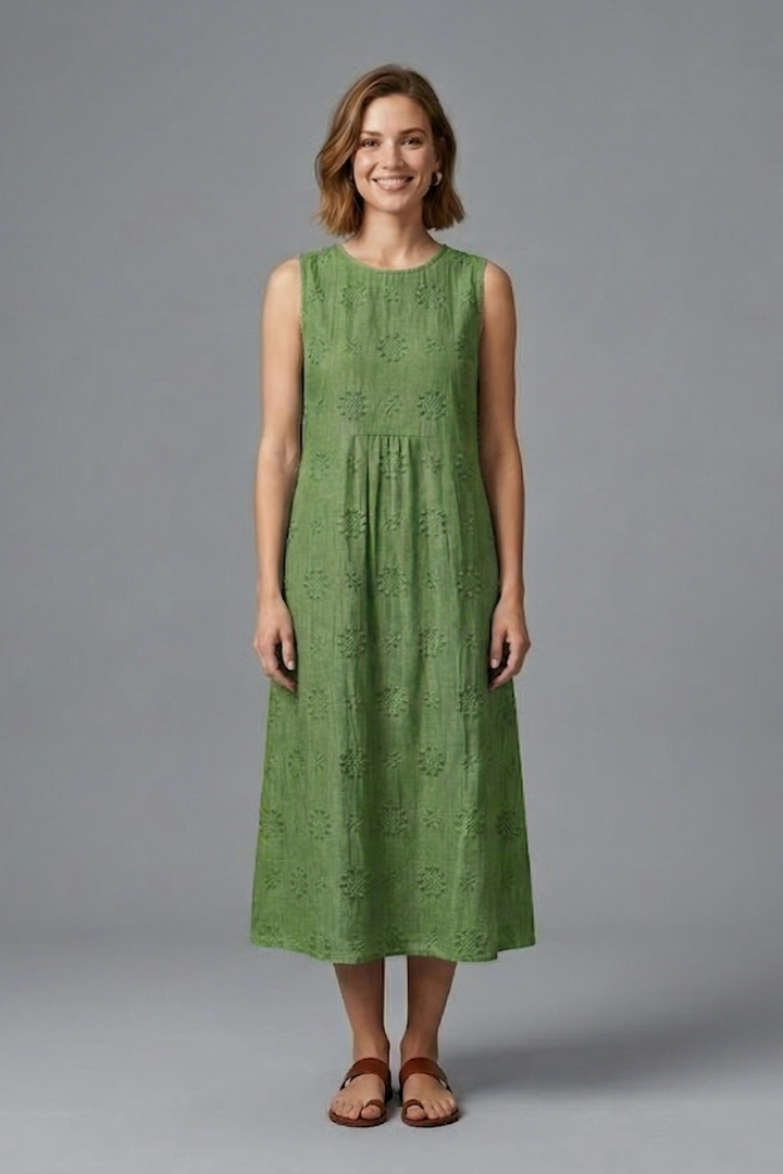 Phoebe Turner | Denim Textured Midi Dress For Women