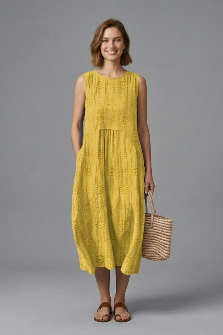 Phoebe Turner | Denim Textured Midi Dress For Women