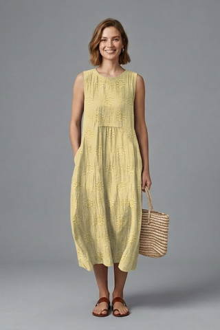 Phoebe Turner | Denim Textured Midi Dress For Women