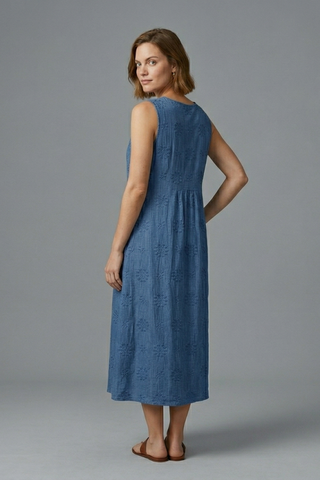Phoebe Turner | Denim Textured Midi Dress For Women