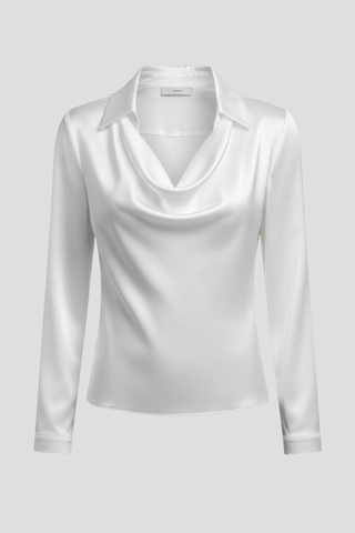 Ruby Stewart | Satin Draped Collar Blouse For Women