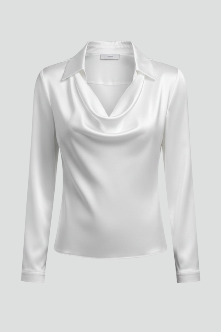 Ruby Stewart | Satin Draped Collar Blouse For Women