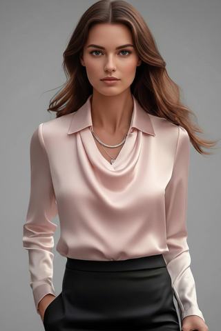 Ruby Stewart | Satin Draped Collar Blouse For Women