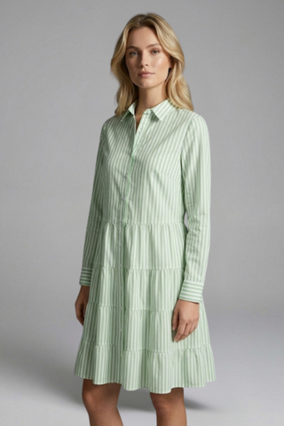 Charlotte King | Striped Tiered Shirt Dress For Women