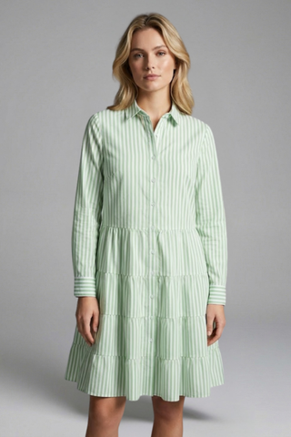 Charlotte King | Striped Tiered Shirt Dress For Women
