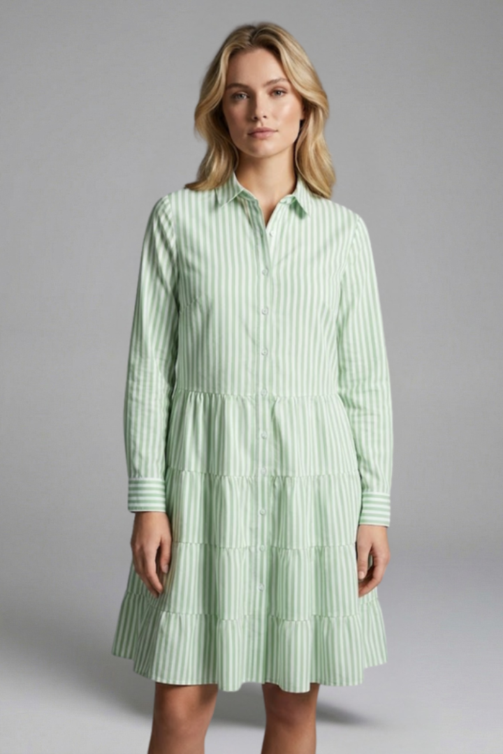 Charlotte King | Striped Tiered Shirt Dress For Women