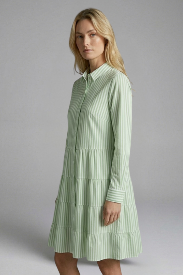 Charlotte King | Striped Tiered Shirt Dress For Women